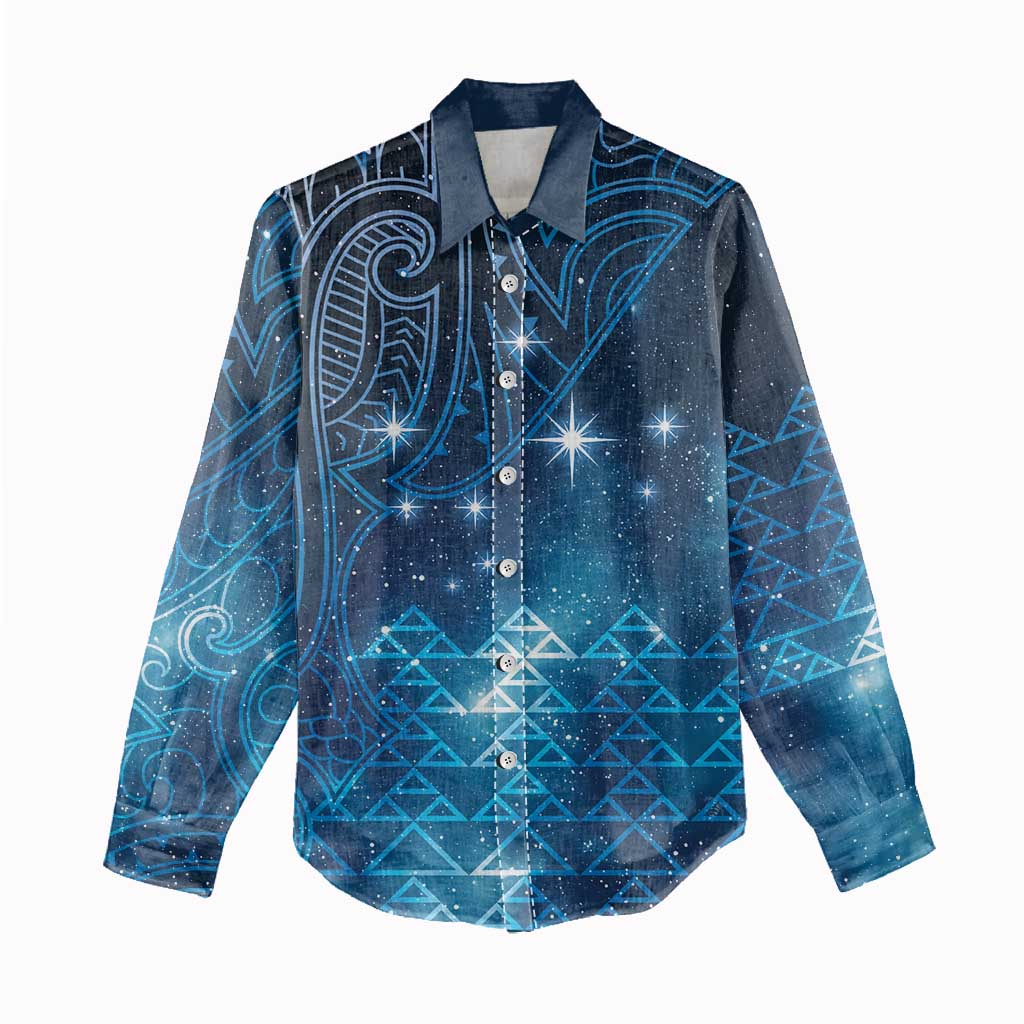 New Zealand Matariki Women Casual Shirt Taniko Aramoana With Maori Galaxy Sky Night LT9 - Polynesian Pride