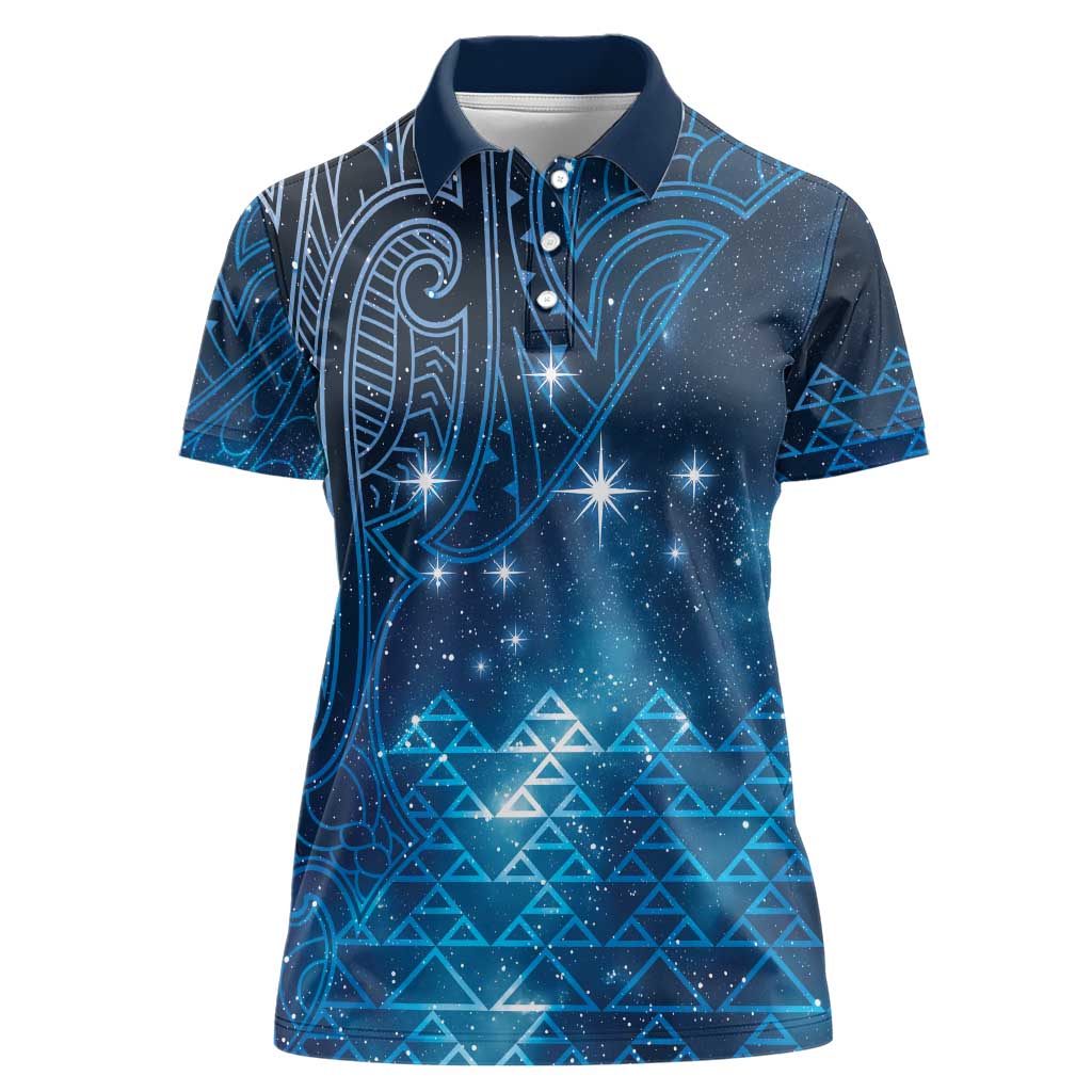 New Zealand Matariki Women Polo Shirt Taniko Aramoana With Maori Galaxy Sky Night LT9 Female Galaxy - Polynesian Pride