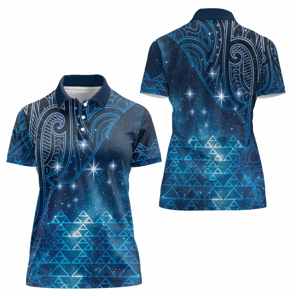 New Zealand Matariki Women Polo Shirt Taniko Aramoana With Maori Galaxy Sky Night LT9 - Polynesian Pride