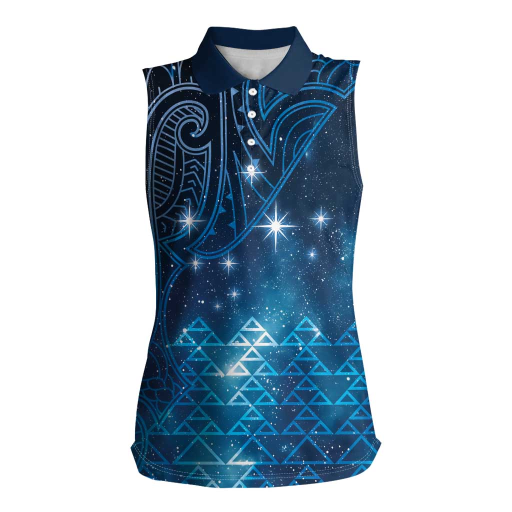 New Zealand Matariki Women Sleeveless Polo Shirt Taniko Aramoana With Maori Galaxy Sky Night LT9 Female Galaxy - Polynesian Pride