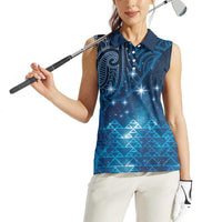 New Zealand Matariki Women Sleeveless Polo Shirt Taniko Aramoana With Maori Galaxy Sky Night LT9 - Polynesian Pride