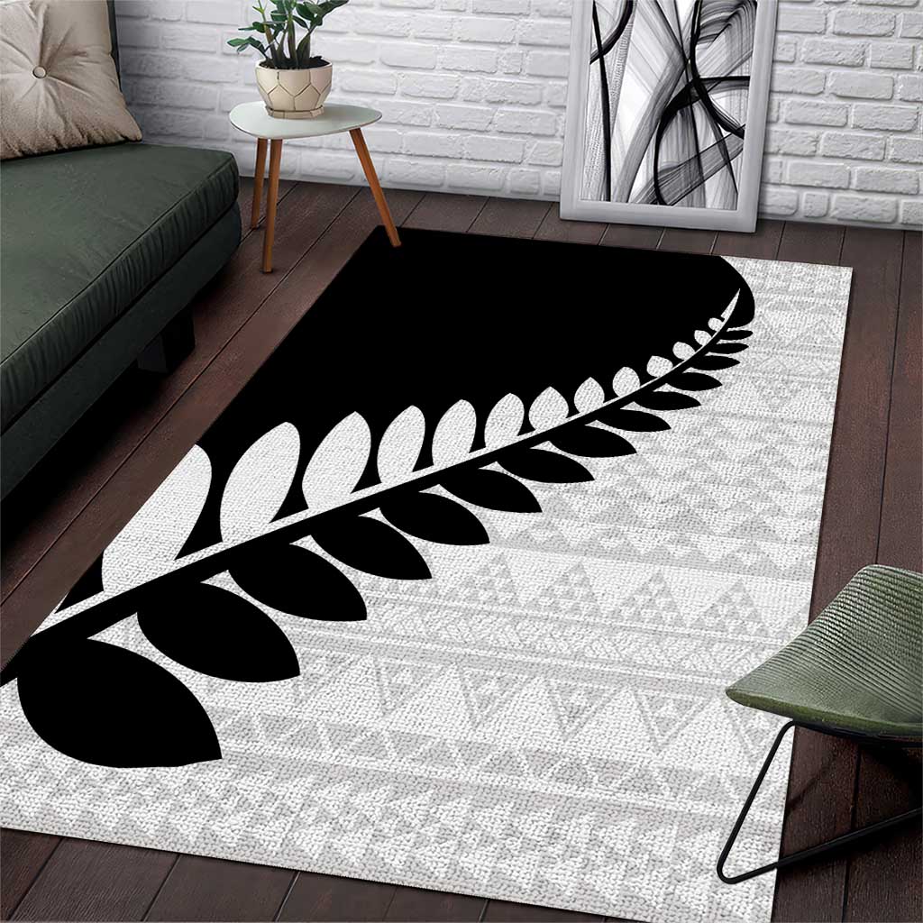 New Zealand Silver Fern Niho Taniwha Area Rug LT9 Black - Polynesian Pride