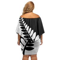 New Zealand Silver Fern Niho Taniwha Family Matching Off Shoulder Short Dress and Hawaiian Shirt LT9 - Polynesian Pride