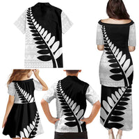 New Zealand Silver Fern Niho Taniwha Family Matching Puletasi and Hawaiian Shirt LT9 - Polynesian Pride