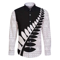 New Zealand Silver Fern Niho Taniwha Family Matching Short Sleeve Bodycon Dress and Hawaiian Shirt LT9 Dad's Shirt - Long Sleeve Black - Polynesian Pride