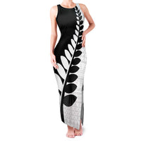 New Zealand Silver Fern Niho Taniwha Family Matching Tank Maxi Dress and Hawaiian Shirt LT9 Mom's Dress Black - Polynesian Pride