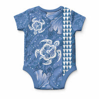 Blue Hibiscus Turtle Baby Onesie Hawaiian Style Tribal Tapa Pattern LT9 - Polynesian Pride
