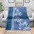 Blue Hibiscus Turle Blanket Hawaiian Style Tribal Tapa Pattern