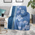 Blue Hibiscus Turle Blanket Hawaiian Style Tribal Tapa Pattern