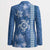 Blue Hibiscus Turle Blazer Hawaiian Style Tribal Tapa Pattern - Polynesian Pride