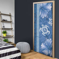 Blue Hibiscus Turle Door Cover Hawaiian Style Tribal Tapa Pattern LT9 - Polynesian Pride