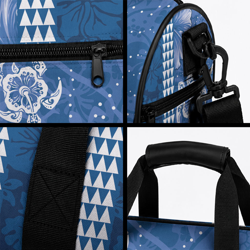 Blue Hibiscus Turtle Duffle Bag Hawaiian Style Tribal Tapa Pattern LT9 - Polynesian Pride