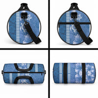 Blue Hibiscus Turtle Duffle Bag Hawaiian Style Tribal Tapa Pattern LT9 - Polynesian Pride