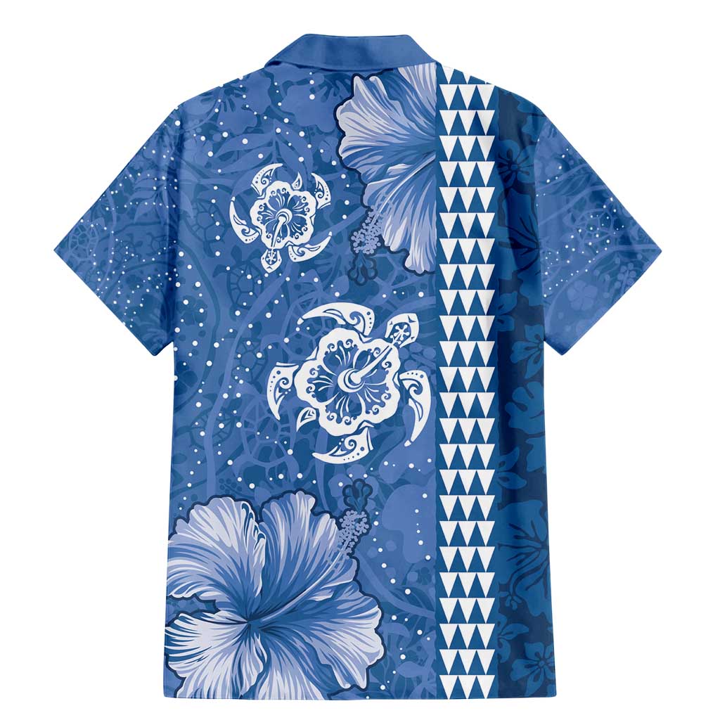 Blue Hibiscus Turle Family Matching Mermaid Dress and Hawaiian Shirt Hawaiian Style Tribal Tapa Pattern LT9 - Polynesian Pride