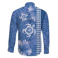 Blue Hibiscus Turle Family Matching Puletasi and Hawaiian Shirt Hawaiian Style Tribal Tapa Pattern