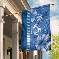 Blue Hibiscus Turle Garden Flag Hawaiian Style Tribal Tapa Pattern LT9 House Flag Blue - Polynesian Pride