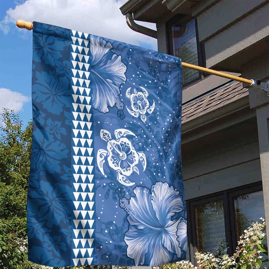 Blue Hibiscus Turle Garden Flag Hawaiian Style Tribal Tapa Pattern LT9 - Polynesian Pride
