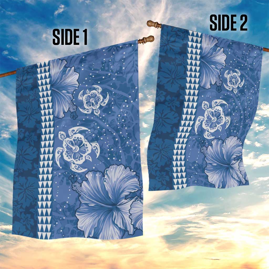 Blue Hibiscus Turle Garden Flag Hawaiian Style Tribal Tapa Pattern LT9 - Polynesian Pride