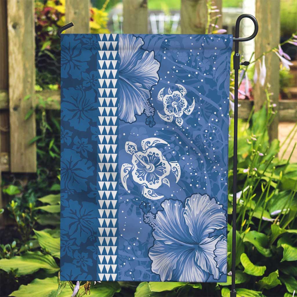 Blue Hibiscus Turle Garden Flag Hawaiian Style Tribal Tapa Pattern LT9 Garden Flag Blue - Polynesian Pride