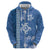 Blue Hibiscus Turle Hoodie Hawaiian Style Tribal Tapa Pattern