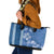 Blue Hibiscus Turle Leather Tote Bag Hawaiian Style Tribal Tapa Pattern