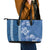 Blue Hibiscus Turle Leather Tote Bag Hawaiian Style Tribal Tapa Pattern