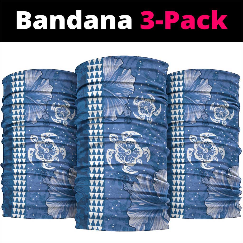 Blue Hibiscus Turle Neck Gaiter Hawaiian Style Tribal Tapa Pattern - Polynesian Pride