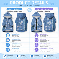 Blue Hibiscus Turtle Pet Hoodie Hawaiian Style Tribal Tapa Pattern LT9 - Polynesian Pride
