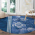 Blue Hibiscus Turle Round Carpet Hawaiian Style Tribal Tapa Pattern
