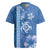 Blue Hibiscus Turle Rugby Jersey Hawaiian Style Tribal Tapa Pattern