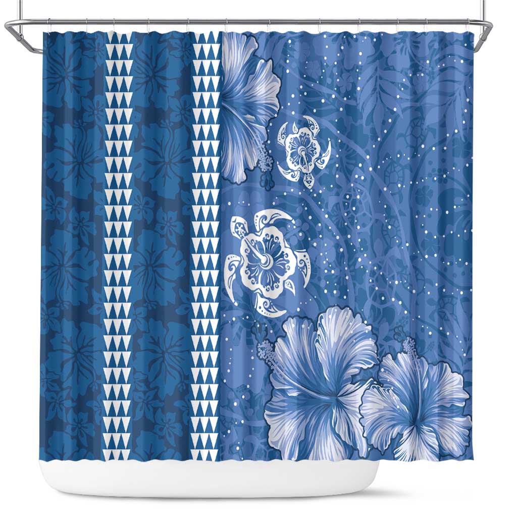Blue Hibiscus Turle Shower Curtain Hawaiian Style Tribal Tapa Pattern LT9 Blue - Polynesian Pride