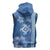 Blue Hibiscus Turle Sleeveless Zip Hoodie Hawaiian Style Tribal Tapa Pattern - Polynesian Pride