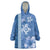 Blue Hibiscus Turle Wearable Blanket Hoodie Hawaiian Style Tribal Tapa Pattern