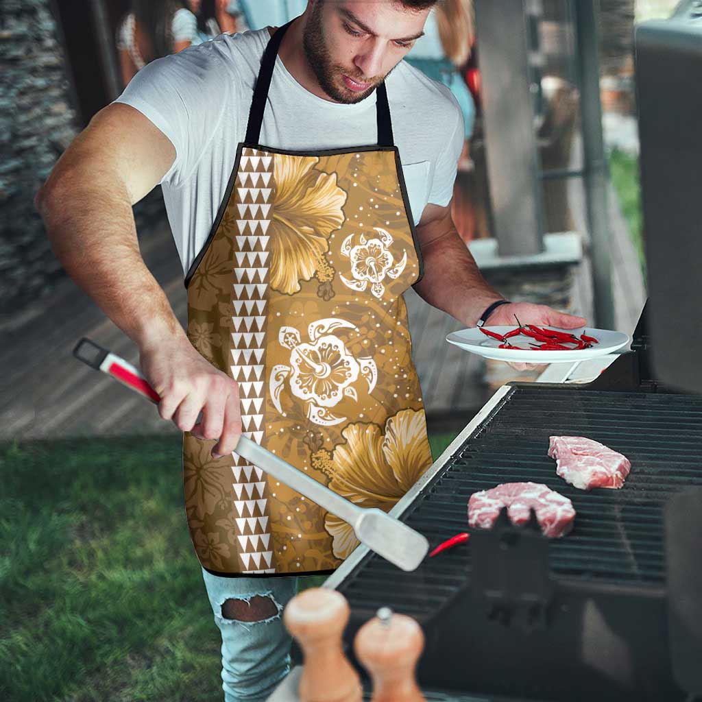 Gold Hibiscus Turle Apron Hawaiian Style Tribal Tapa Pattern - Polynesian Pride