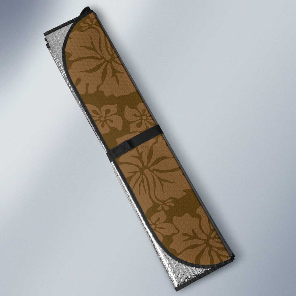 Gold Hibiscus Turle Auto Sun Shade Hawaiian Style Tribal Tapa Pattern - Polynesian Pride
