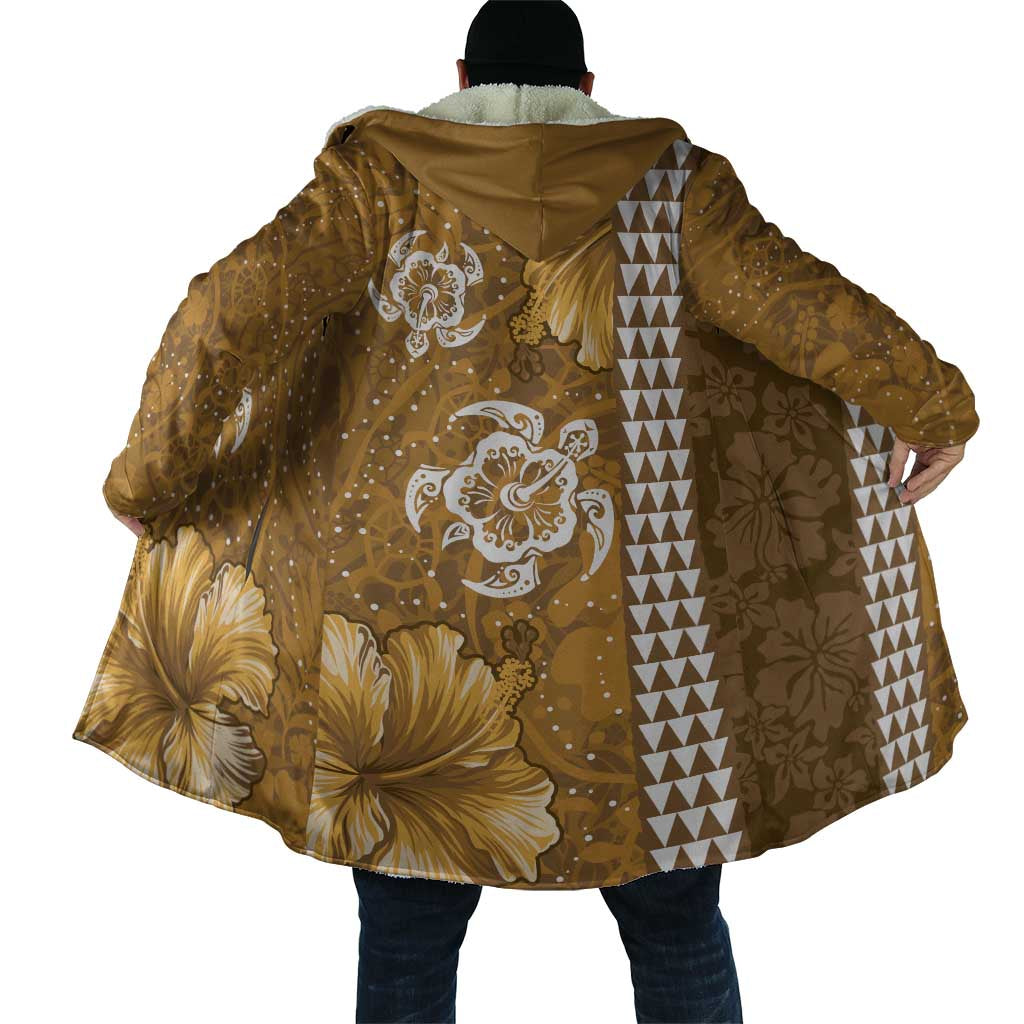 Gold Hibiscus Turle Cloak Hawaiian Style Tribal Tapa Pattern - Polynesian Pride