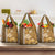 Gold Hibiscus Turle Grocery Bag Hawaiian Style Tribal Tapa Pattern
