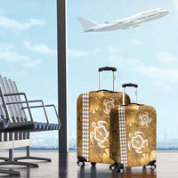 Gold Hibiscus Turle Luggage Cover Hawaiian Style Tribal Tapa Pattern LT9 - Polynesian Pride