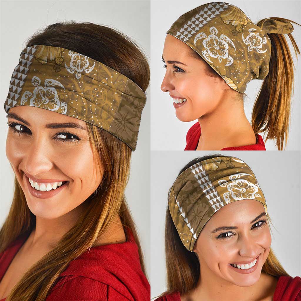 Gold Hibiscus Turle Neck Gaiter Hawaiian Style Tribal Tapa Pattern - Polynesian Pride