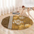 Gold Hibiscus Turle Round Carpet Hawaiian Style Tribal Tapa Pattern