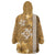 Gold Hibiscus Turle Wearable Blanket Hoodie Hawaiian Style Tribal Tapa Pattern