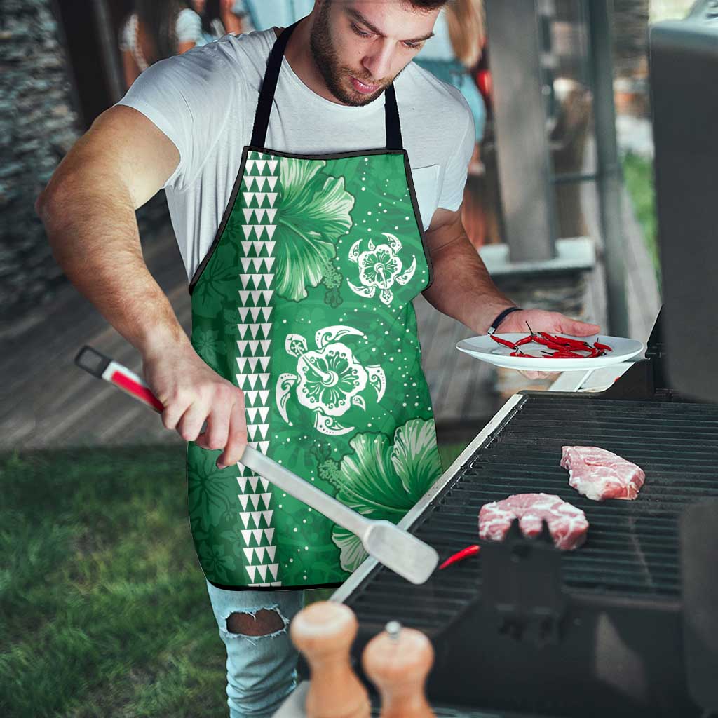 Green Hibiscus Turle Apron Hawaiian Style Tribal Tapa Pattern - Polynesian Pride