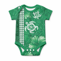 Green Hibiscus Turtle Baby Onesie Hawaiian Style Tribal Tapa Pattern LT9 Green - Polynesian Pride