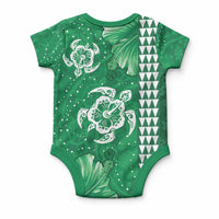 Green Hibiscus Turtle Baby Onesie Hawaiian Style Tribal Tapa Pattern LT9 - Polynesian Pride