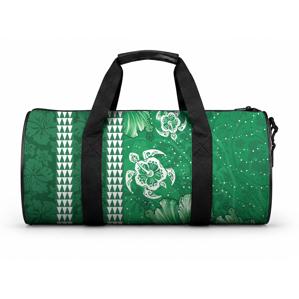 Green Hibiscus Turtle Duffle Bag Hawaiian Style Tribal Tapa Pattern LT9 One size Green - Polynesian Pride