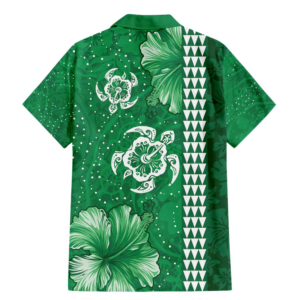 Green Hibiscus Turle Family Matching Mermaid Dress and Hawaiian Shirt Hawaiian Style Tribal Tapa Pattern LT9 - Polynesian Pride