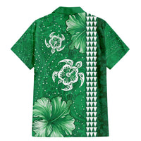 Green Hibiscus Turle Family Matching Mermaid Dress and Hawaiian Shirt Hawaiian Style Tribal Tapa Pattern LT9 - Polynesian Pride