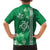 Green Hibiscus Turle Family Matching Off Shoulder Short Dress and Hawaiian Shirt Hawaiian Style Tribal Tapa Pattern
