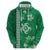 Green Hibiscus Turle Hoodie Hawaiian Style Tribal Tapa Pattern