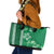Green Hibiscus Turle Leather Tote Bag Hawaiian Style Tribal Tapa Pattern